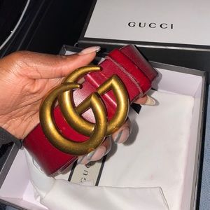 Gucci Re-edition Wide Genuine Leather Red Belt